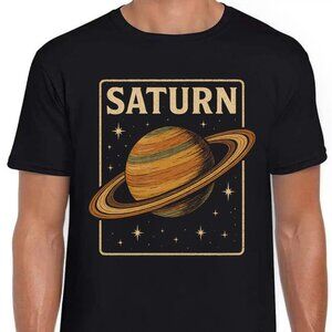 Saturn Planet Graphic T-Shirt | Vintage Space Astronomy Tee | Unisex Size XL